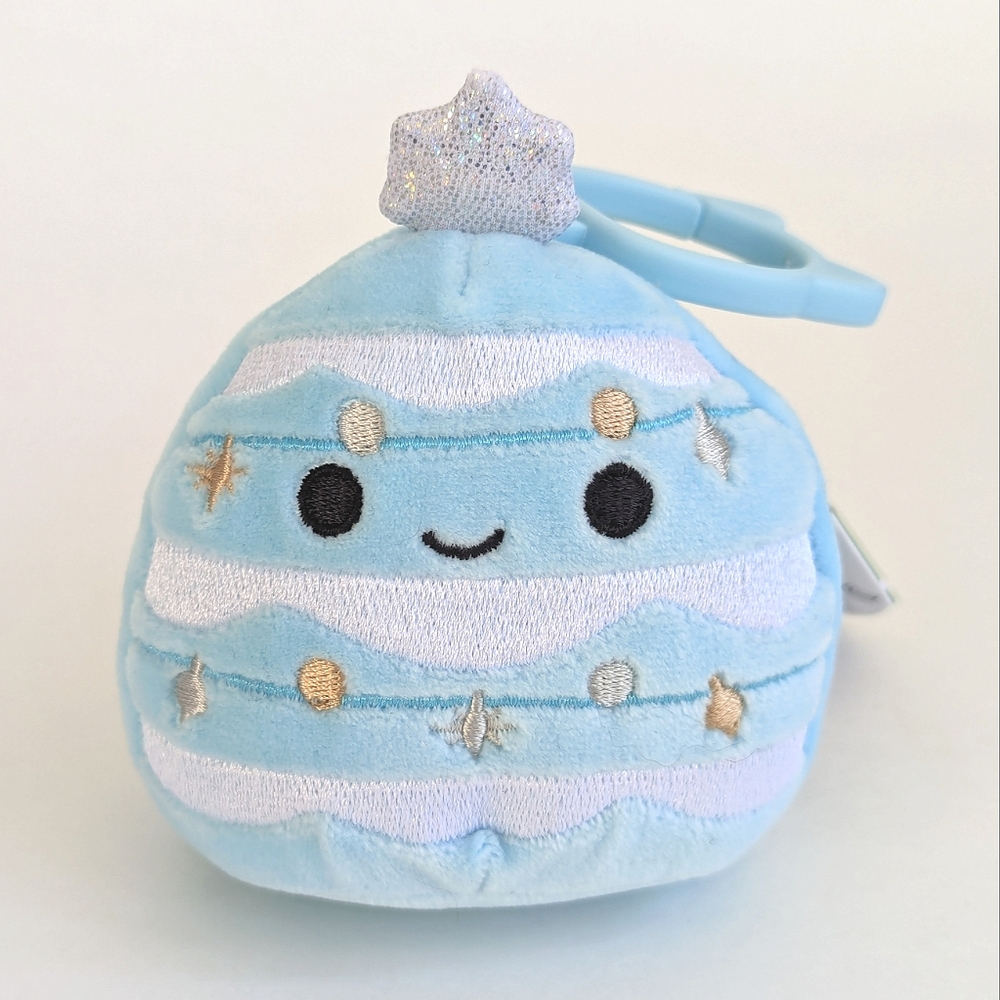 NWT Squishmallow KEIKO Light Blue Christmas Tree Clip Plush Toy 2024 Kelly Toys